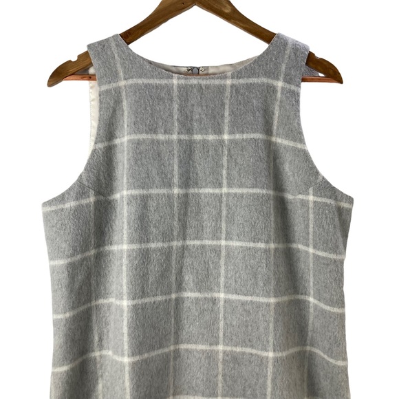 Anthropologie Paper Crown Gray Checkered Wool Blend Sleeveless Dress - Picture 6 of 10